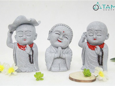 Bộ 3 chú tiểu tượng đá số 37 (có 2 cỡ)